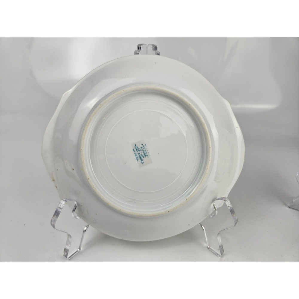 Antique Nippon E-OH Hand Painted Violet Dishes Pair Yellow Gold Rim 1891-1921 - Picture 4 of 9